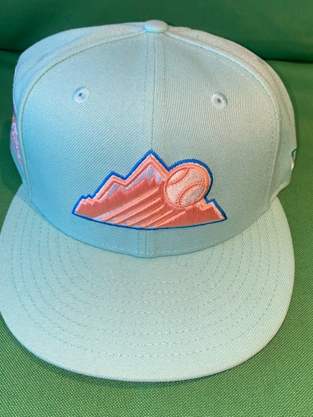 New Era Colorado Rockies  Aqua & Peach 59FIFTY Fitted Hat with Baseball Patch